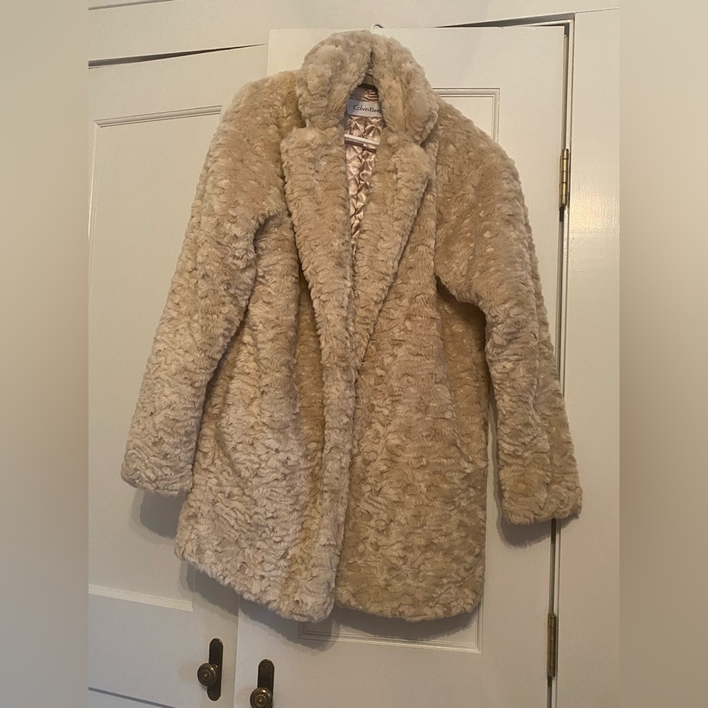 Calvin Klein lined faux fur ladies coat